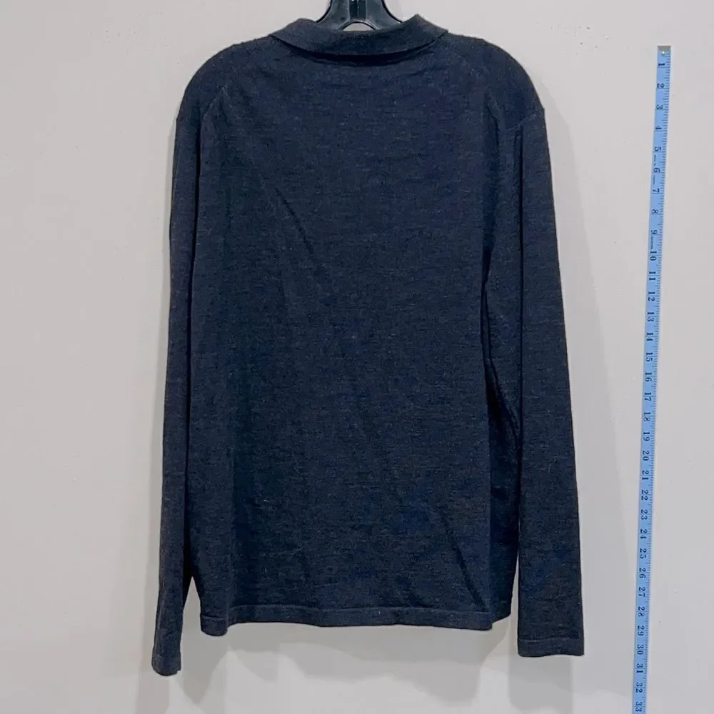 Dark Gray Button Down Merino Sweater By Banana Republic. Size Large